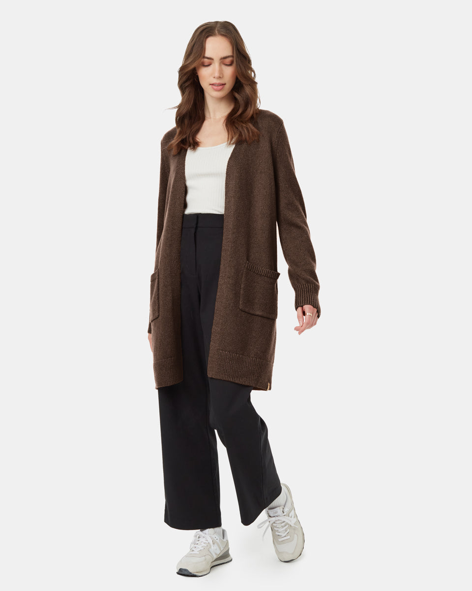 Tentree Women's Highline Wool Cardigan - Slate Brown Heather