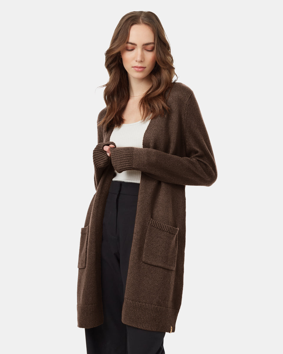 Tentree Women's Highline Wool Cardigan - Slate Brown Heather