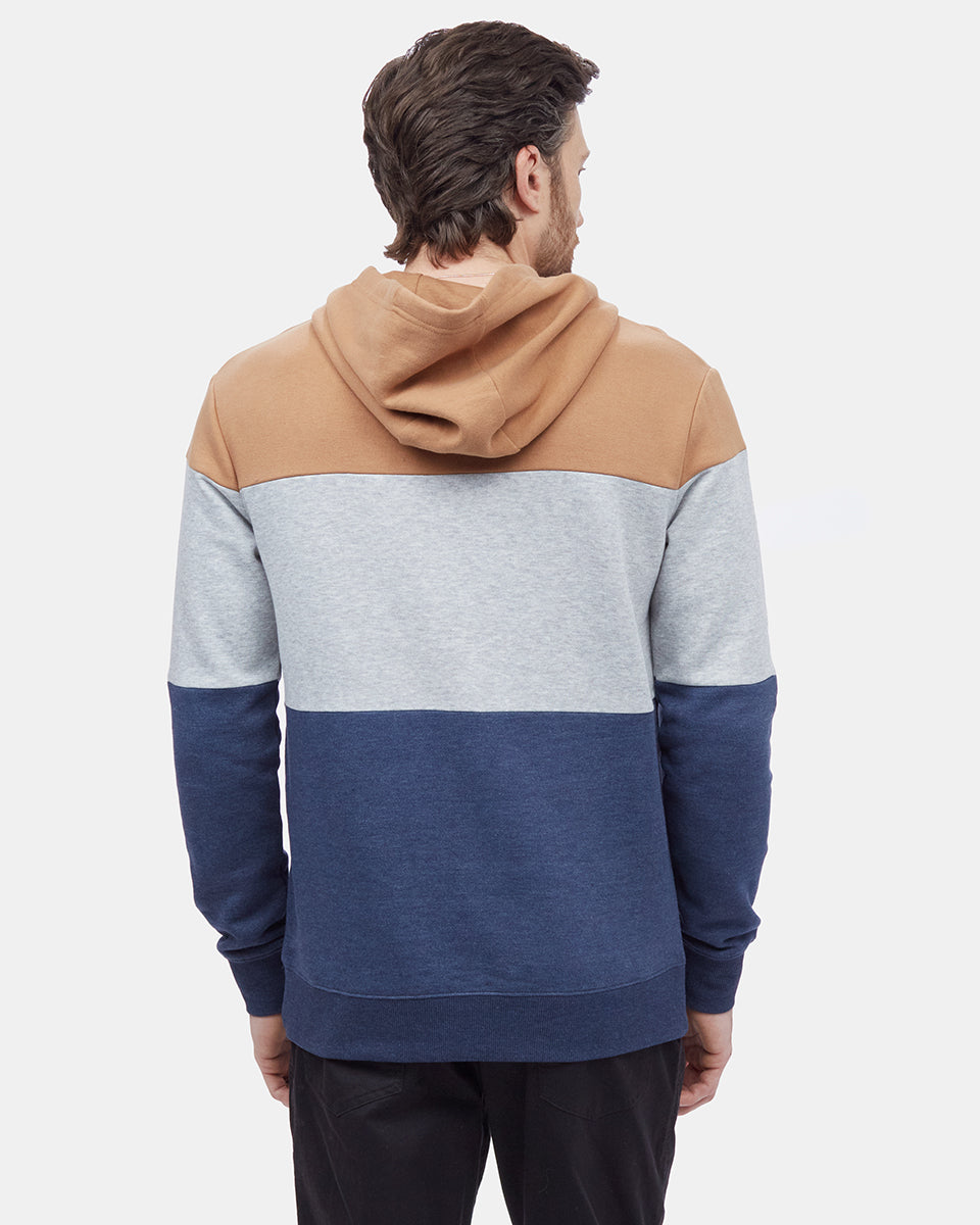 Tentree TreeFleece Blocked Reynard Hoodie - Foxtrot Brown_Hi Rise Grey_Dress Blue