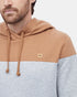 Tentree TreeFleece Blocked Reynard Hoodie - Foxtrot Brown_Hi Rise Grey_Dress Blue