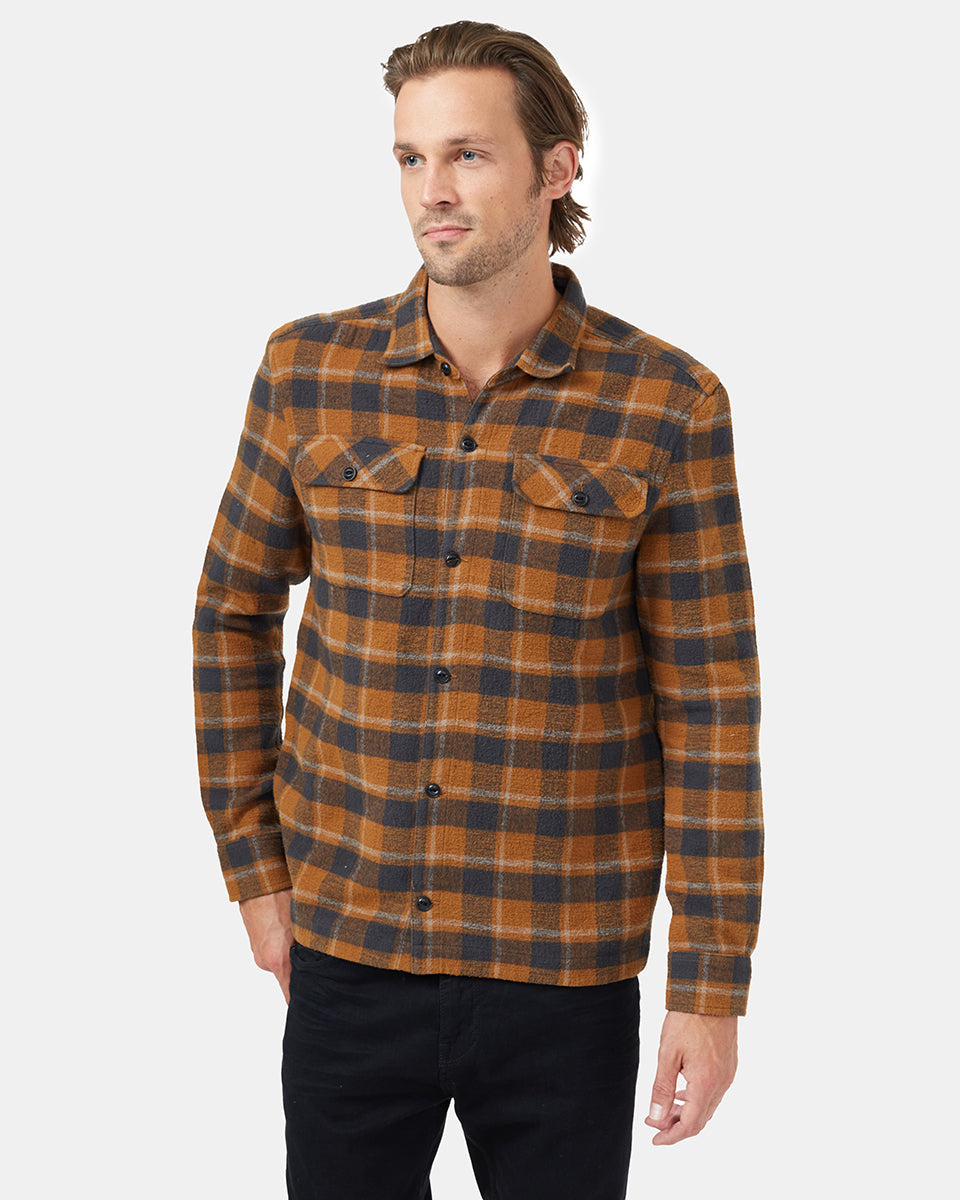 Tentree Heavy Weight Flannel Jacket - Foxtrot Brown Retro Plaid