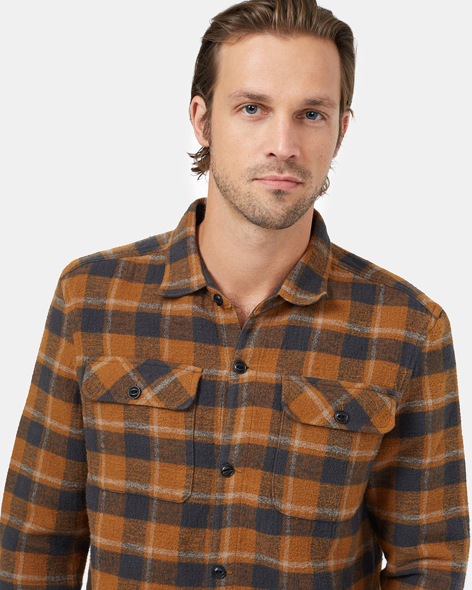 Tentree Heavy Weight Flannel Jacket - Foxtrot Brown Retro Plaid