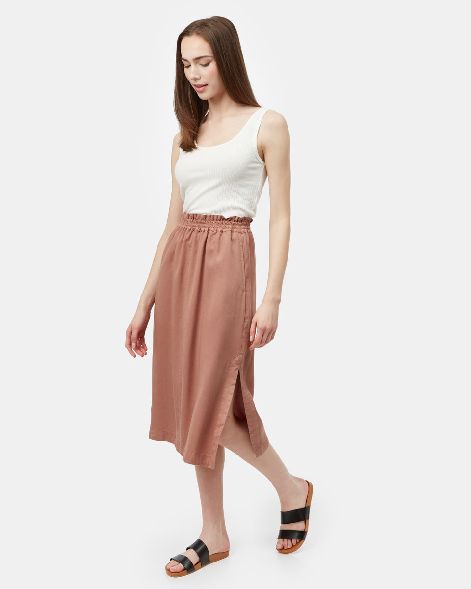 Tentree Tencel Midi Skirt - Mushroom