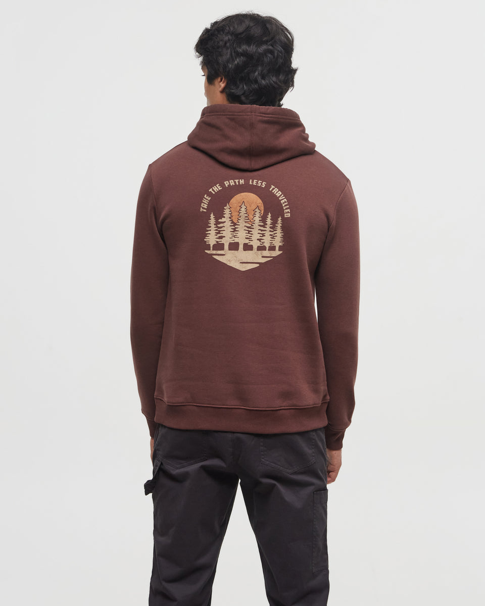 Tentree Men's Path Less Travelled Hoodie - Deep Mahogany Pecan Brown