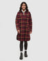 Tentree Women's Livingston Jacket - Deep Burgundy Modern Plaid Camel