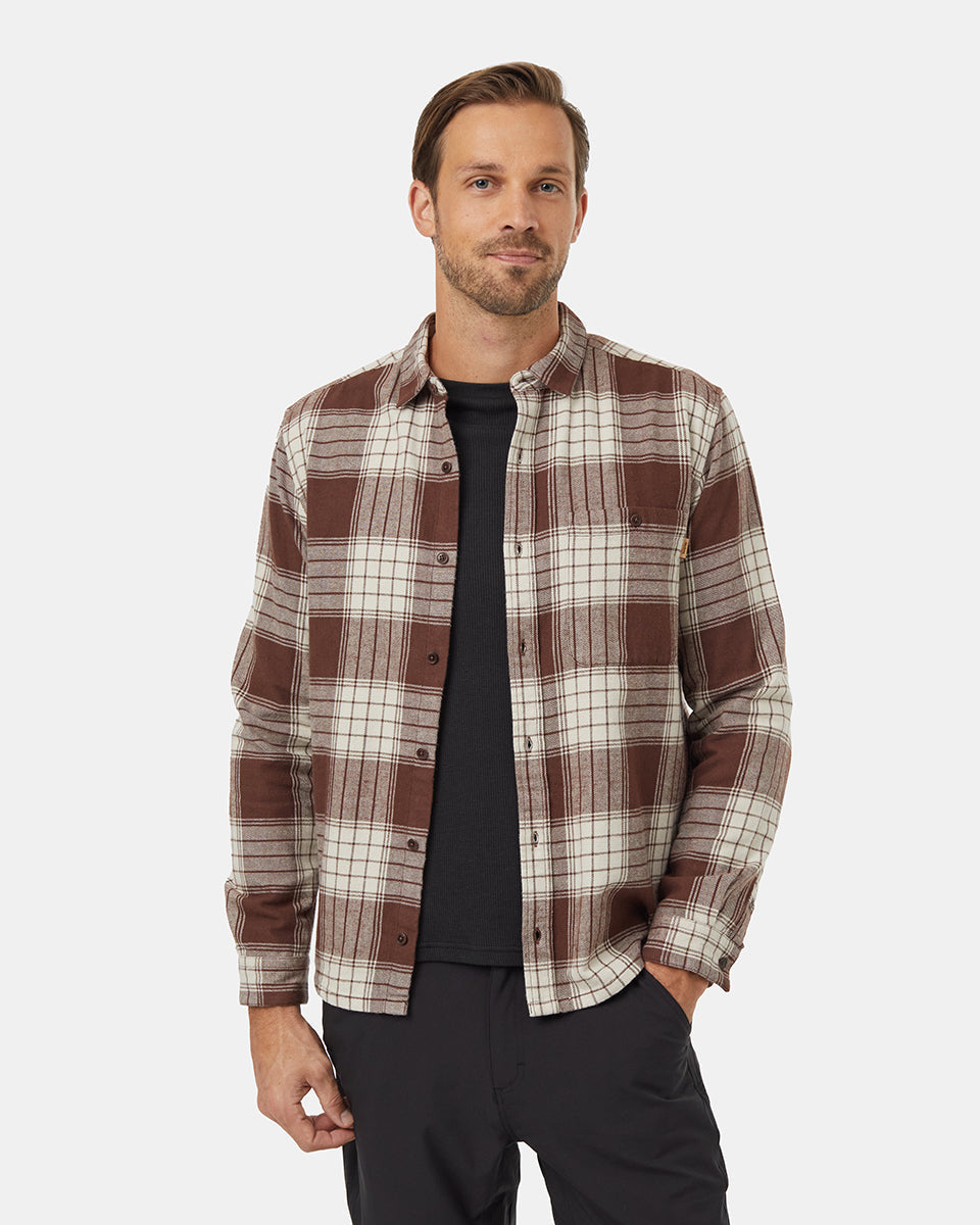 Tentree Men's Forest Flannel Shirt - Deep Mahogany Rustic Plaid