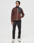 Tentree Men's Recycled MicroFleece Contrast Full Zip - Deep Mahogany Meteorite Black