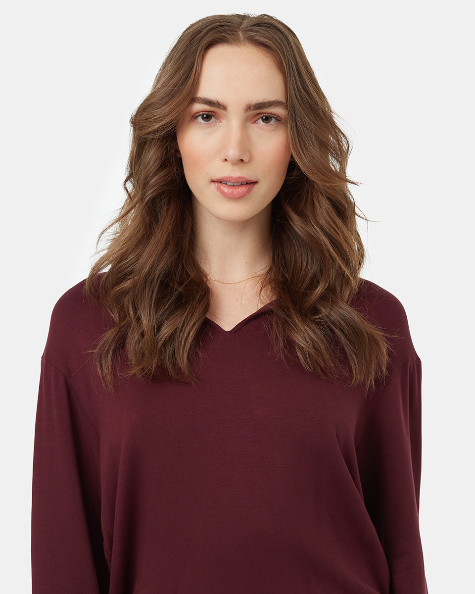 Tentree Women's Soft EcoTerry Notch Neck - Mulberry