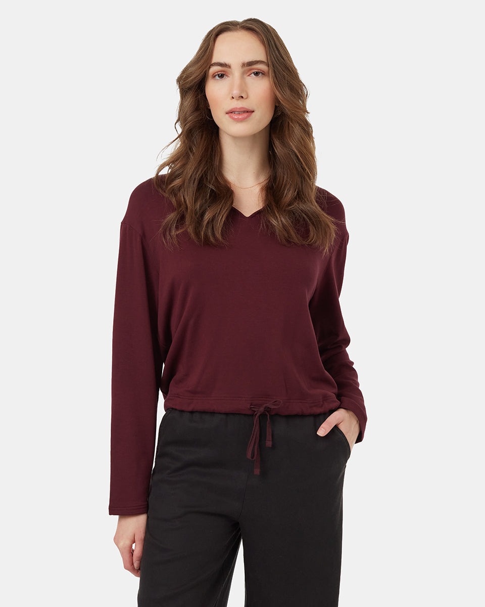Tentree Women's Soft EcoTerry Notch Neck - Mulberry