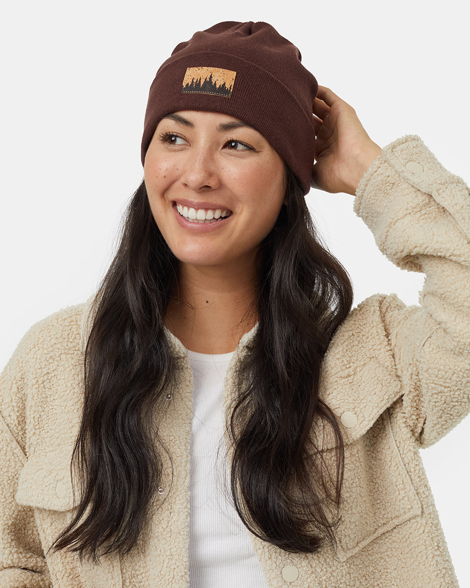 Tentree Juniper Cork Patch Beanie - Deep Mahogany Cork Patch