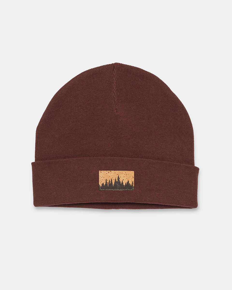 Tentree Juniper Cork Patch Beanie - Deep Mahogany Cork Patch