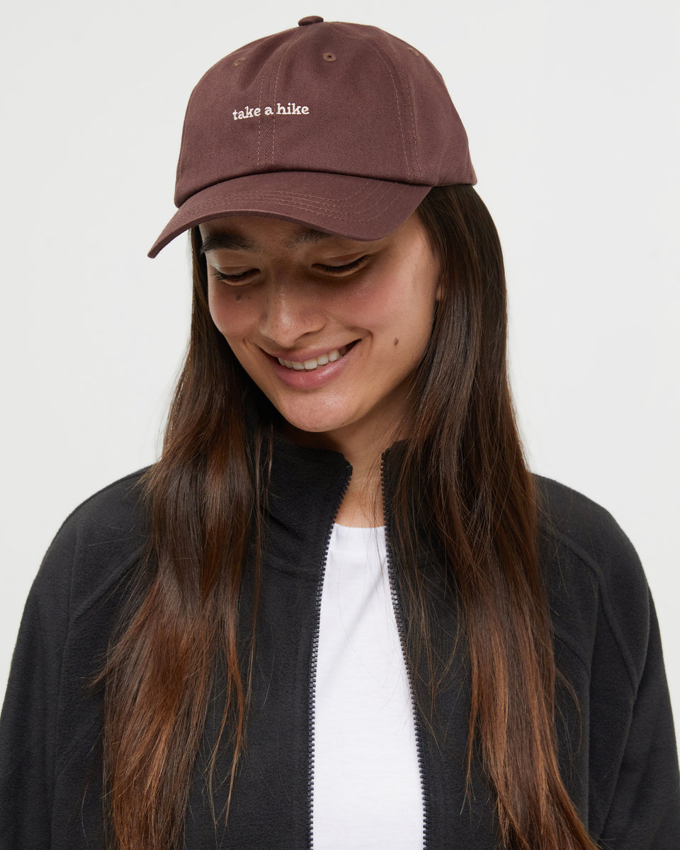 Tentree Slogan Peak Hat - Deep Mahogany Take A Hike
