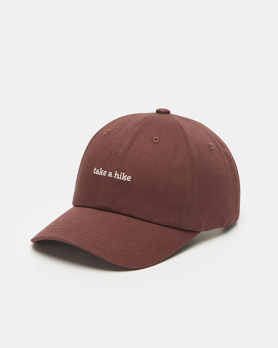 Tentree Slogan Peak Hat - Deep Mahogany Take A Hike