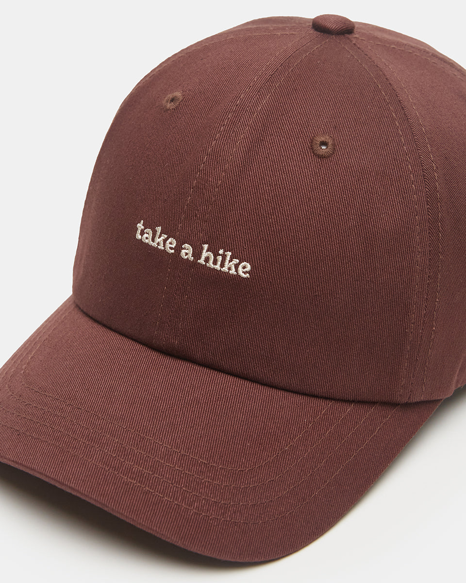 Tentree Slogan Peak Hat - Deep Mahogany Take A Hike