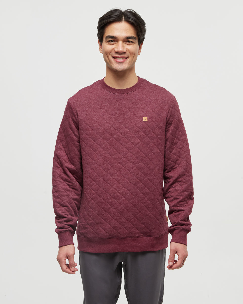 Tentree Men's Quilted Reynard Crew - Deep Burgundy Heather