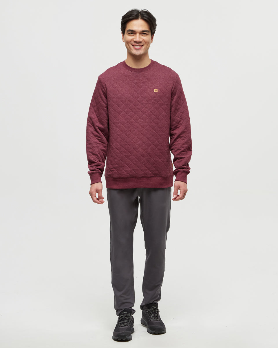 Tentree Men's Quilted Reynard Crew - Deep Burgundy Heather