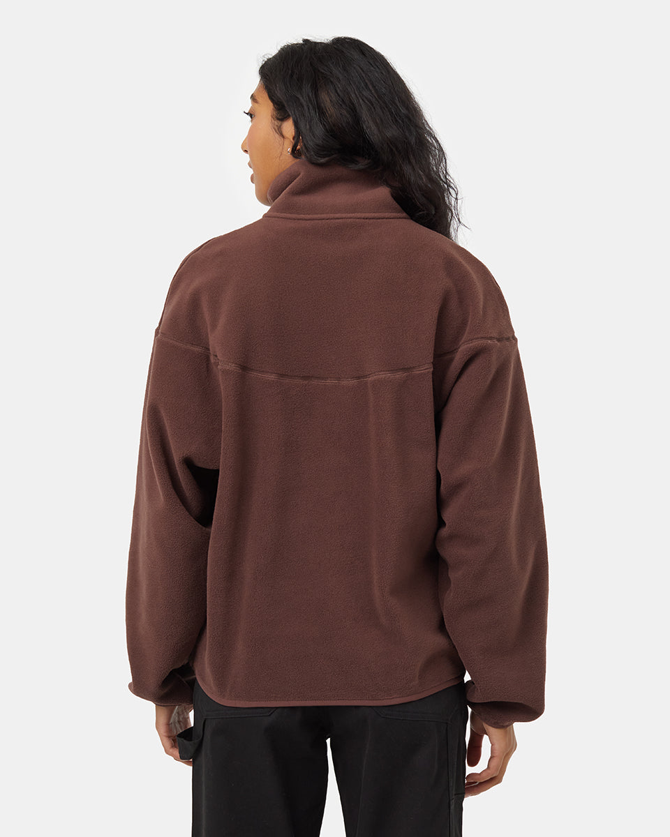 Tentree Women's Recycled MicroFleece 1/4 Snap - Deep Mahogany