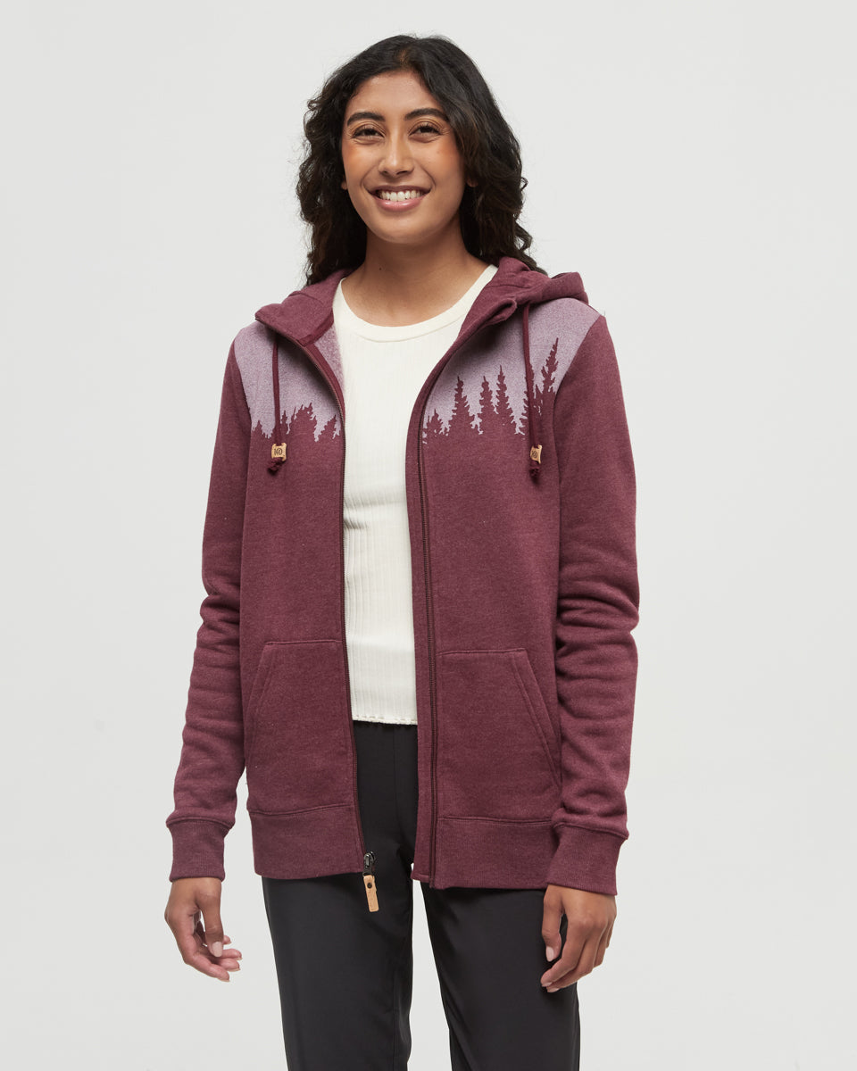 Tentree Women's Juniper Zip Hoodie - Deep Burgundy Heather White