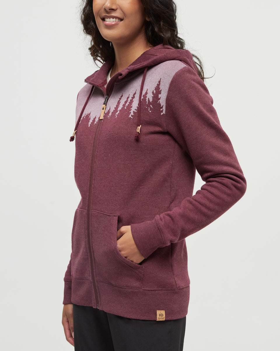 Tentree Women's Juniper Zip Hoodie - Deep Burgundy Heather White