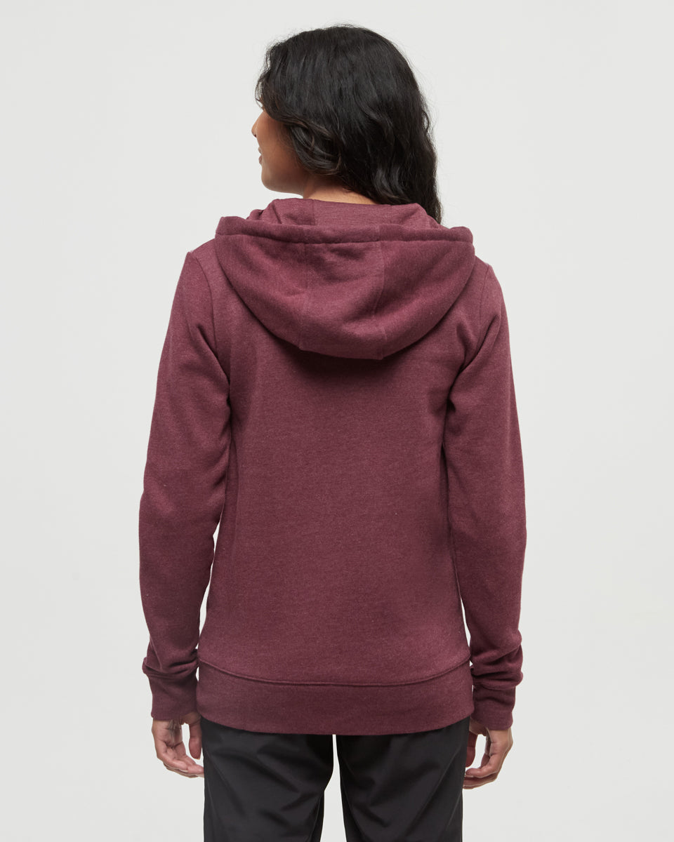 Tentree Women's Juniper Zip Hoodie - Deep Burgundy Heather White