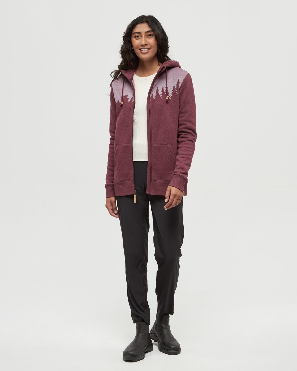 Tentree Women's Juniper Zip Hoodie - Deep Burgundy Heather White