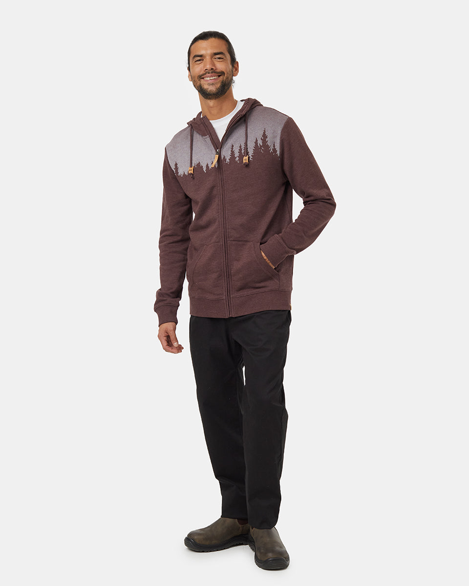 Tentree Men's Juniper Zip Hoodie - Deep Mahogany Heather White