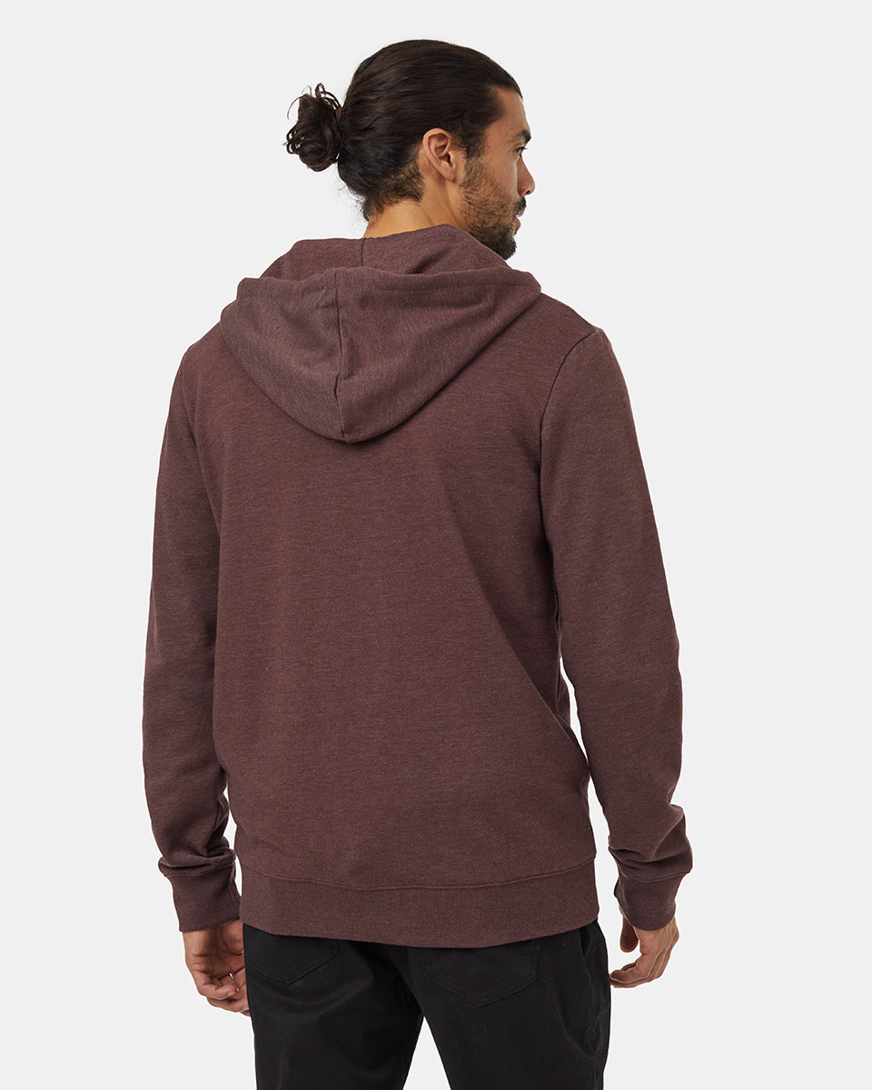 Tentree Men's Juniper Zip Hoodie - Deep Mahogany Heather White