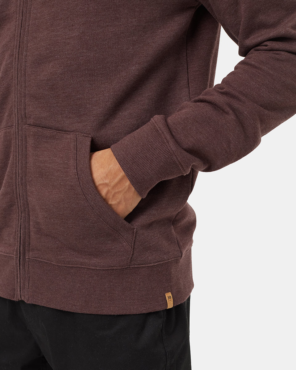 Tentree Men's Juniper Zip Hoodie - Deep Mahogany Heather White