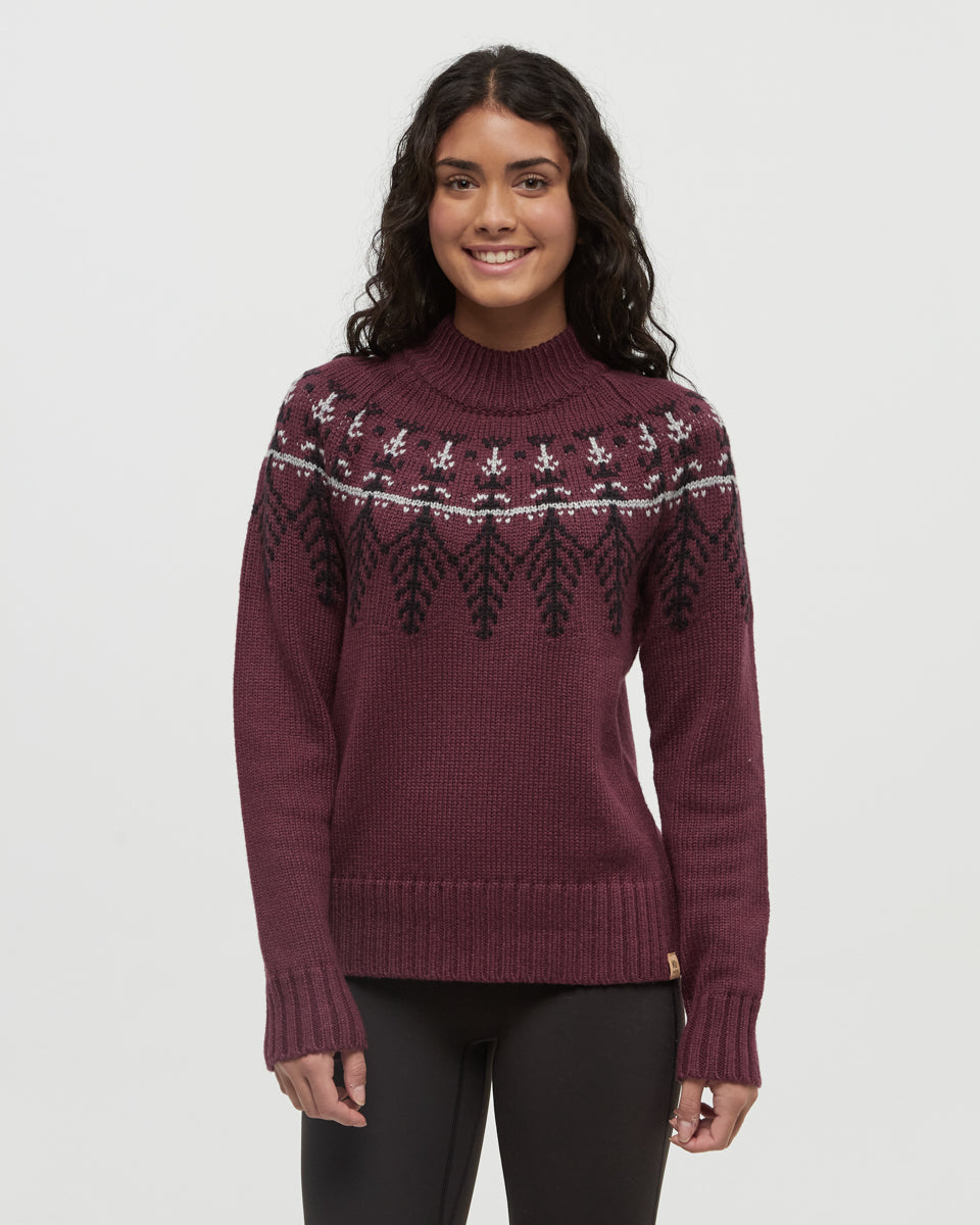 Tentree Women's Haynes Sweater - Deep Burgundy Heather Meteorite Black Harbour Grey Heather
