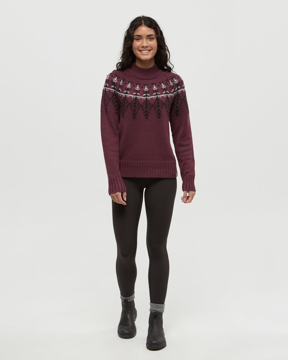 Tentree Women's Haynes Sweater - Deep Burgundy Heather Meteorite Black Harbour Grey Heather