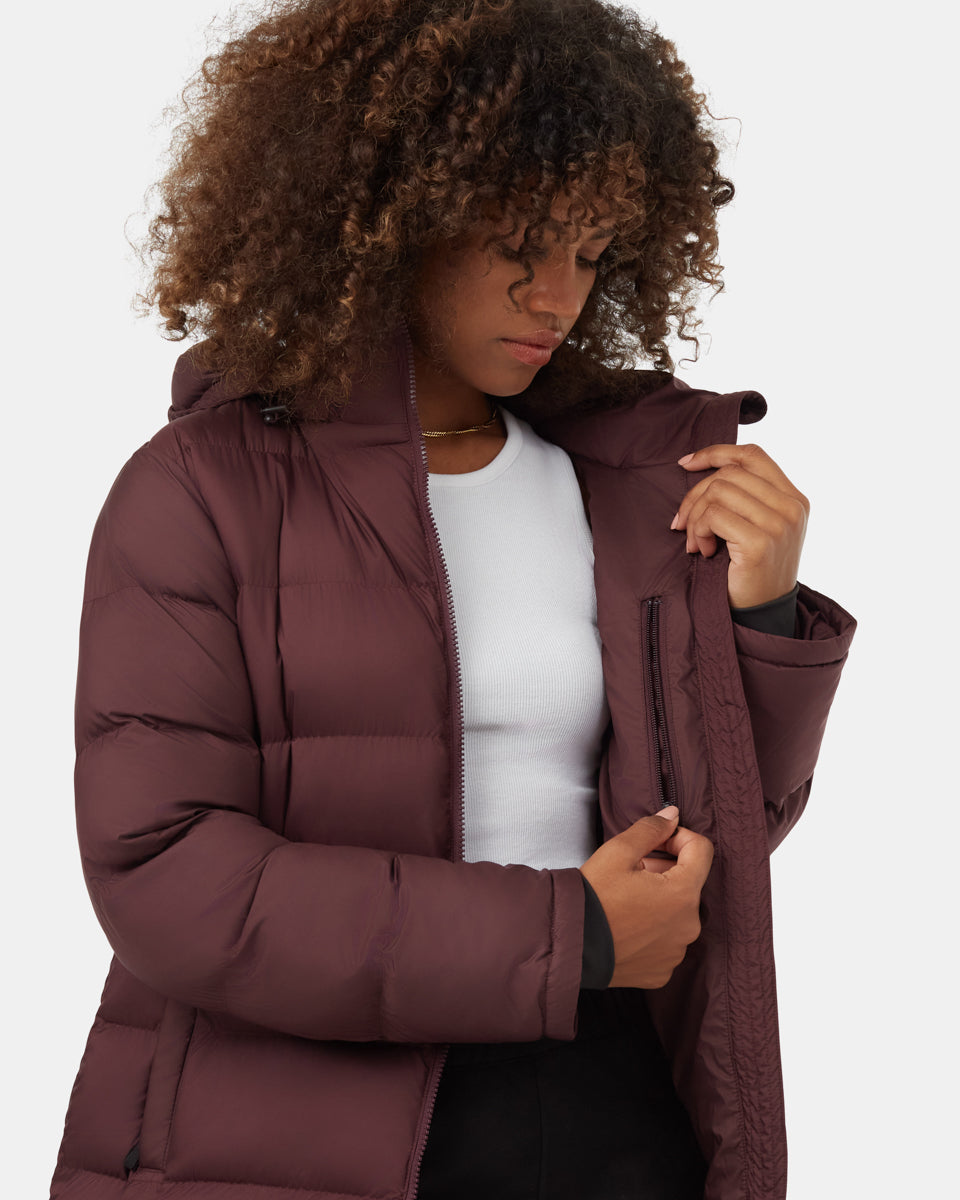 Tentree Women's Lookout Long Puffer - Mulberry
