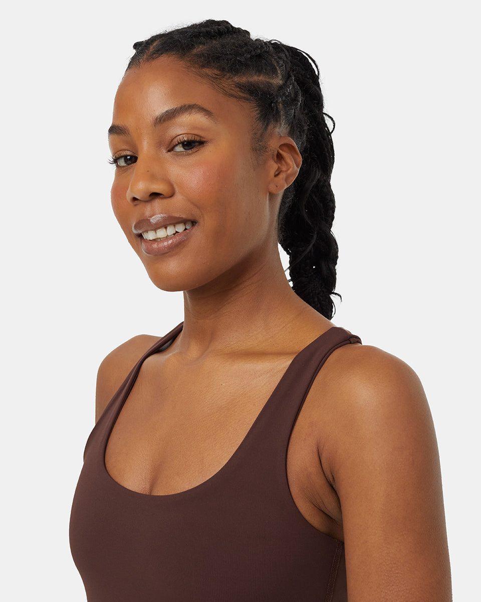 Tentree Women's InMotion Longline Active Bra - Deep Mahogany