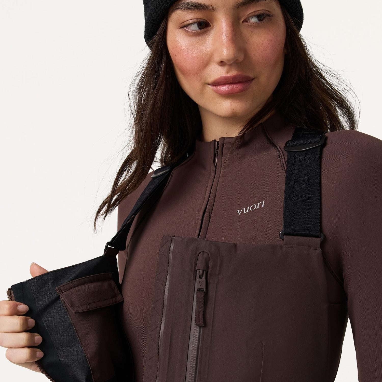 Vuori Taika Shell Bib Pants - Women's - French Roast - detail