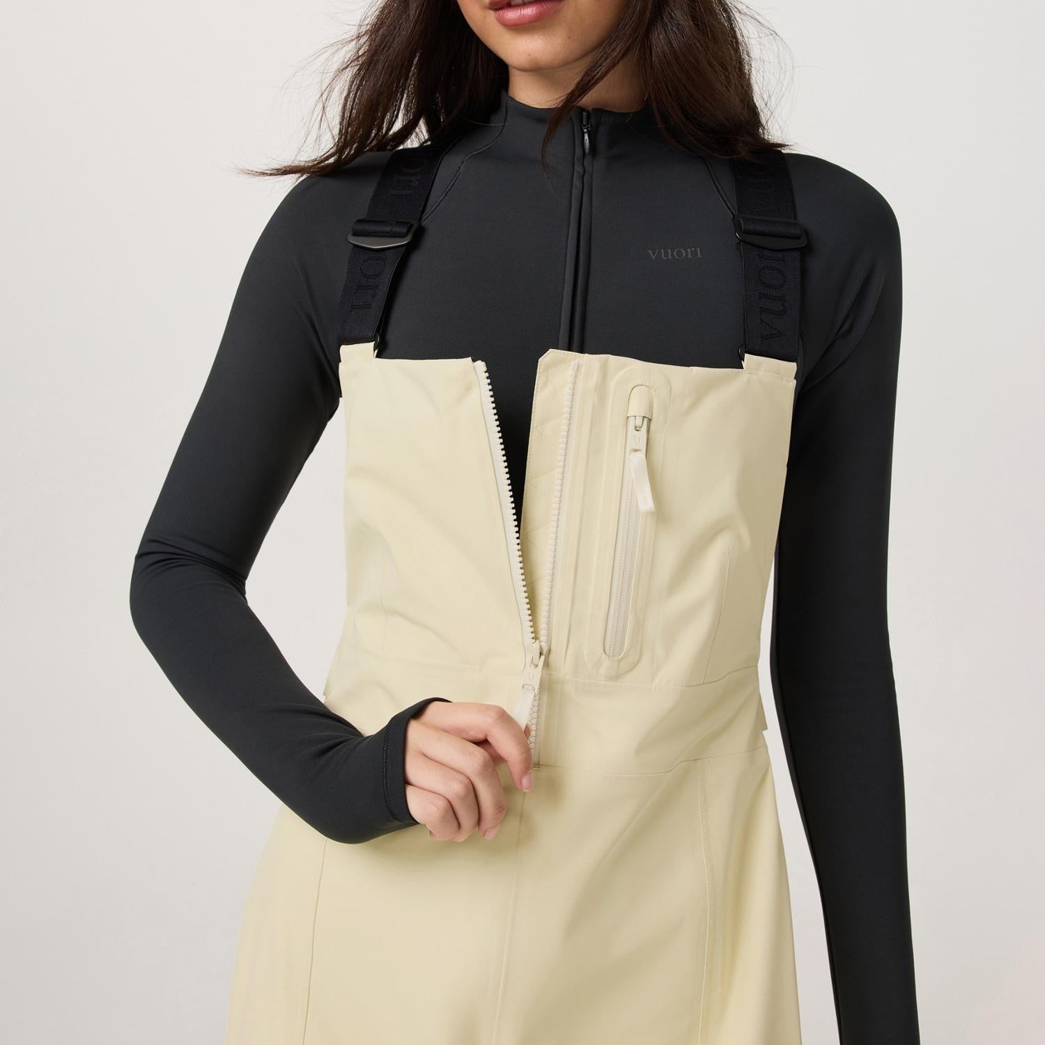 Vuori Taika Shell Bib Pants - Women's - Lemon Chiffon - detail