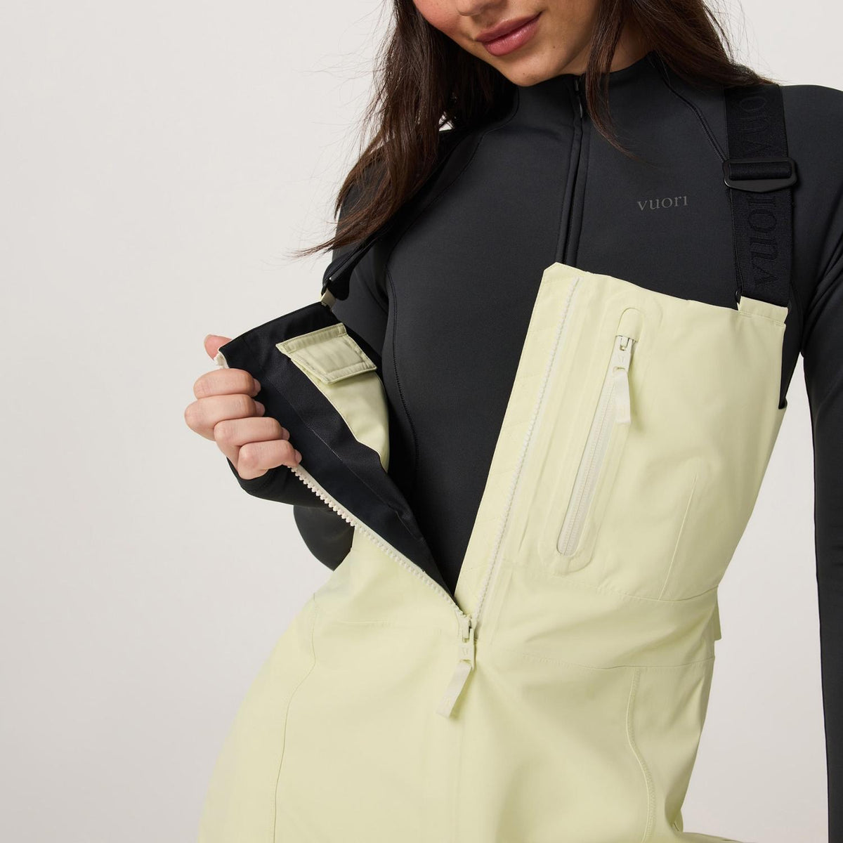 Vuori Taika Shell Bib Pants - Women's - Lemon Chiffon - detail