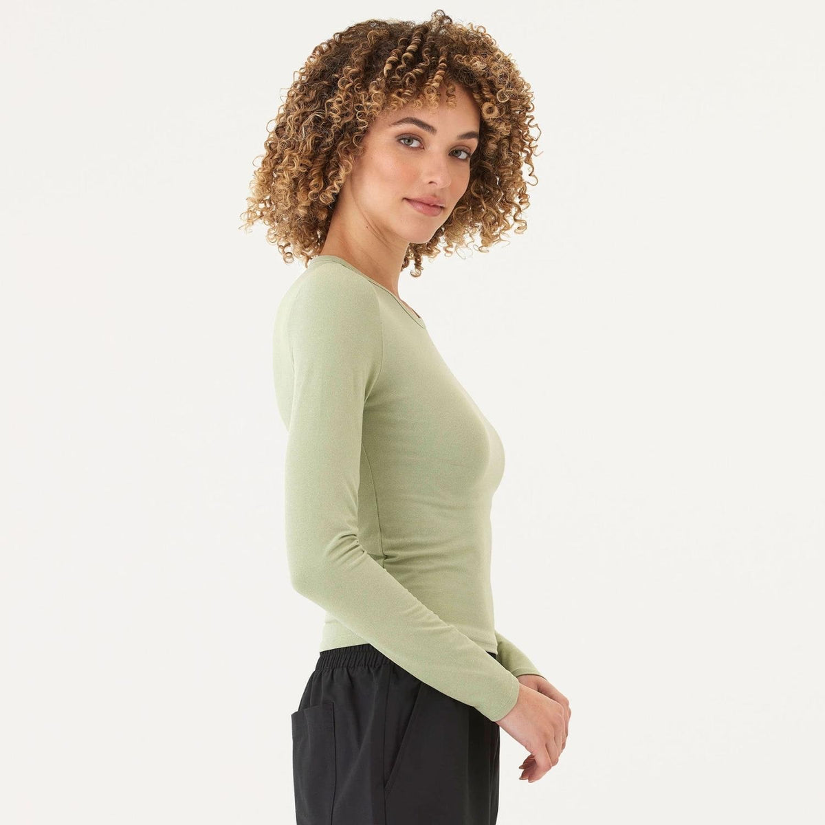 Threads 4 Thought Alice Luxe Jersey Long-Sleeve Fitted T-Shirt - Women's - Heather Willow - detail