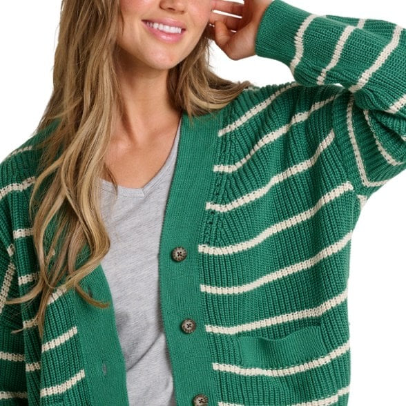 Toad&Co Bianca Shaker Cardigan - Women's - Palm Stripe - detail
