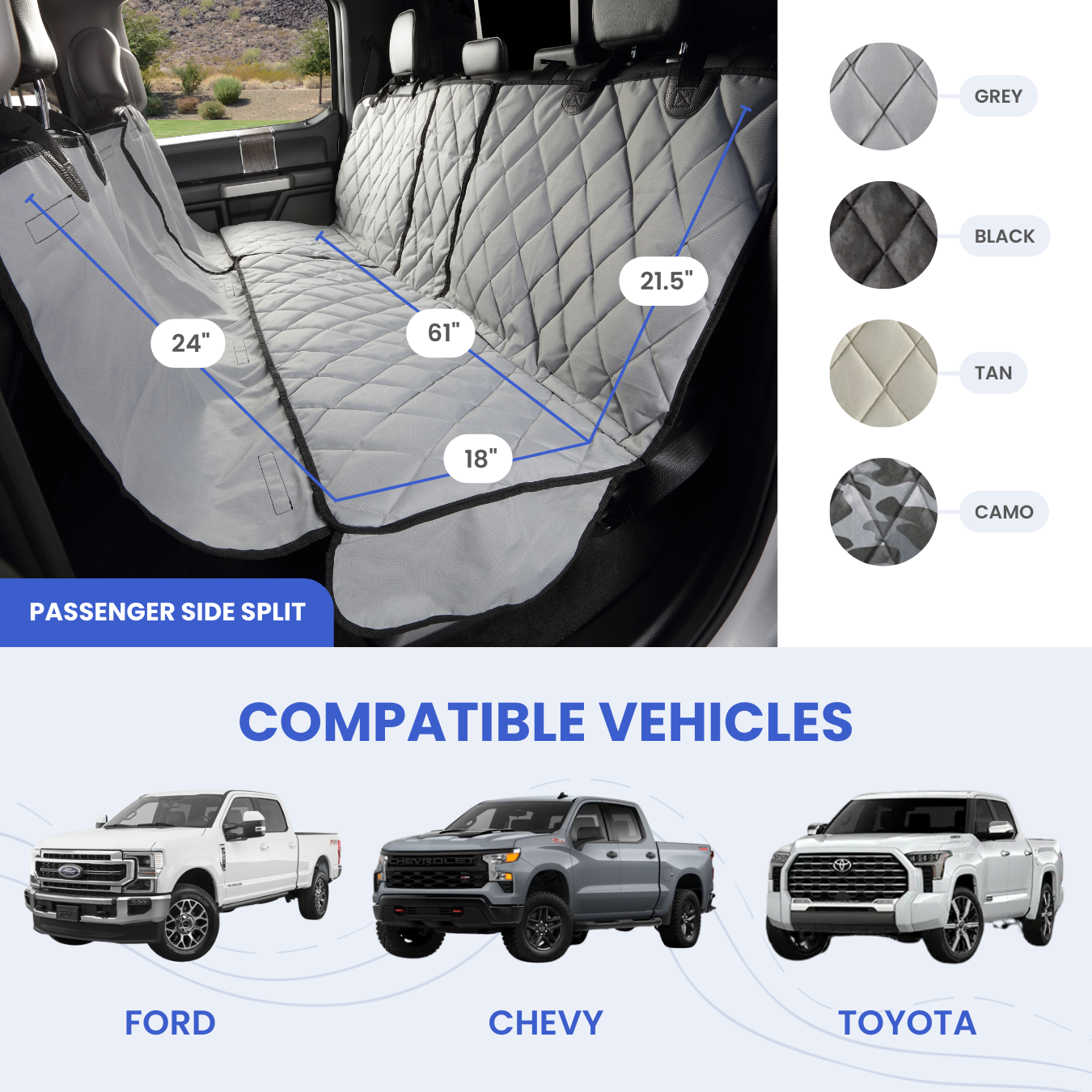 4Knines Crew Cab Truck Seat Cover with Hammock for Fold Up Seats