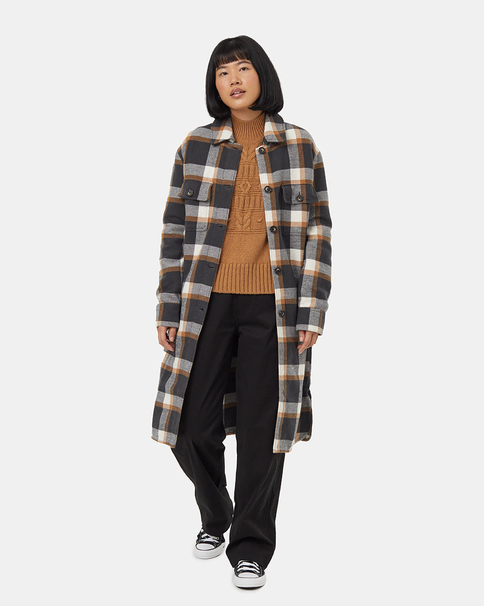 Tentree Women's Livingston Jacket - Camel Modern Plaid