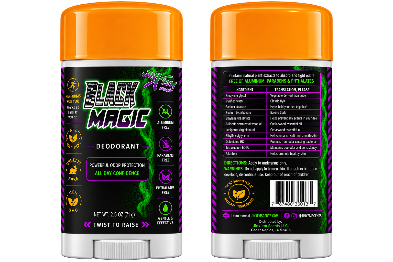 Jinx’em Black Magic Unscented Deodorant – 2.5 oz – view 1