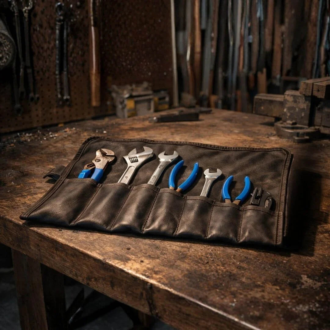 Recycled Firefighter Combat Leather Tool Roll — product view 2