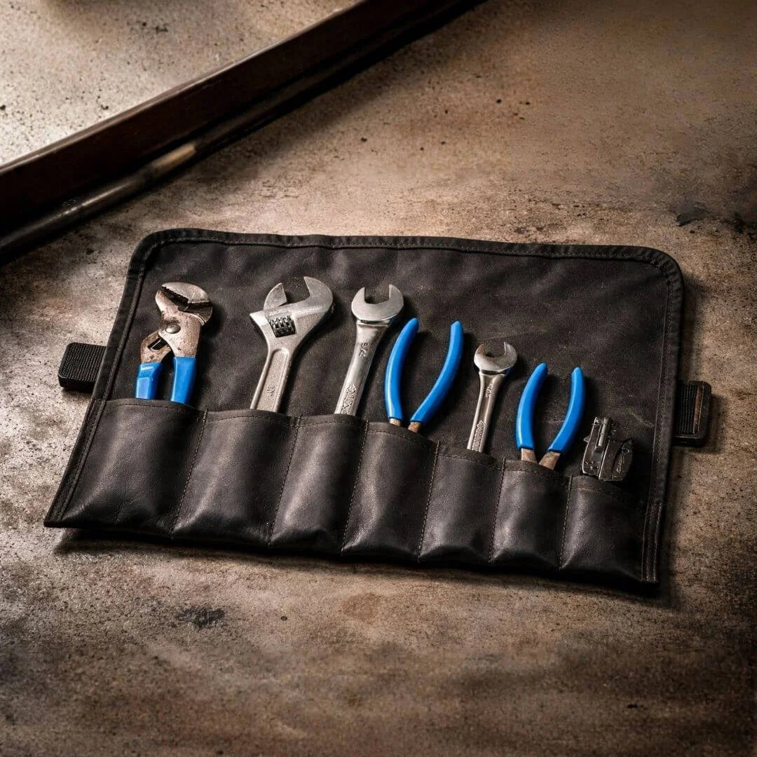 Recycled Firefighter Combat Leather Tool Roll — product view 3