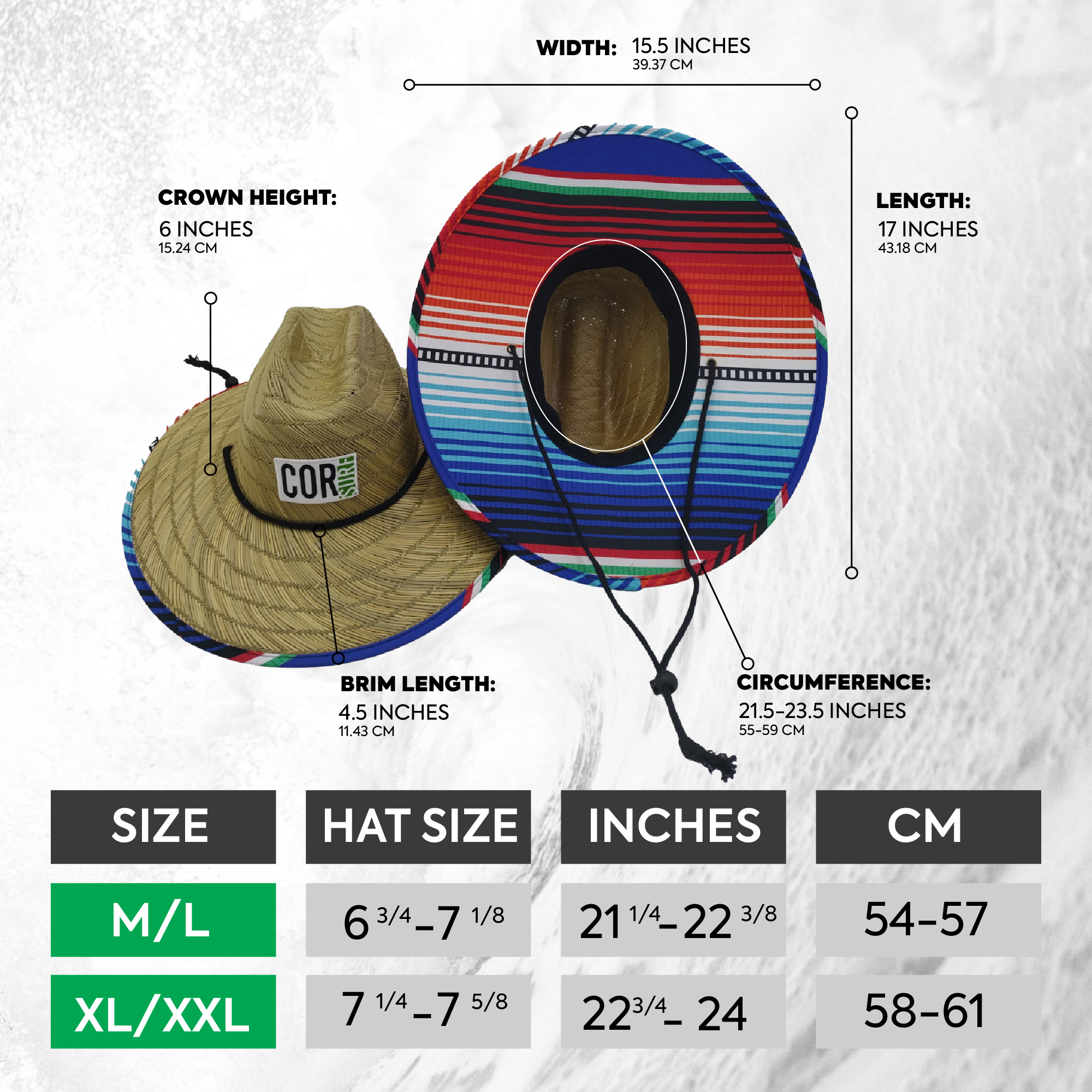 COR Surf Straw Lifeguard Sun Beach Hats for Adults - Sarape — view 4