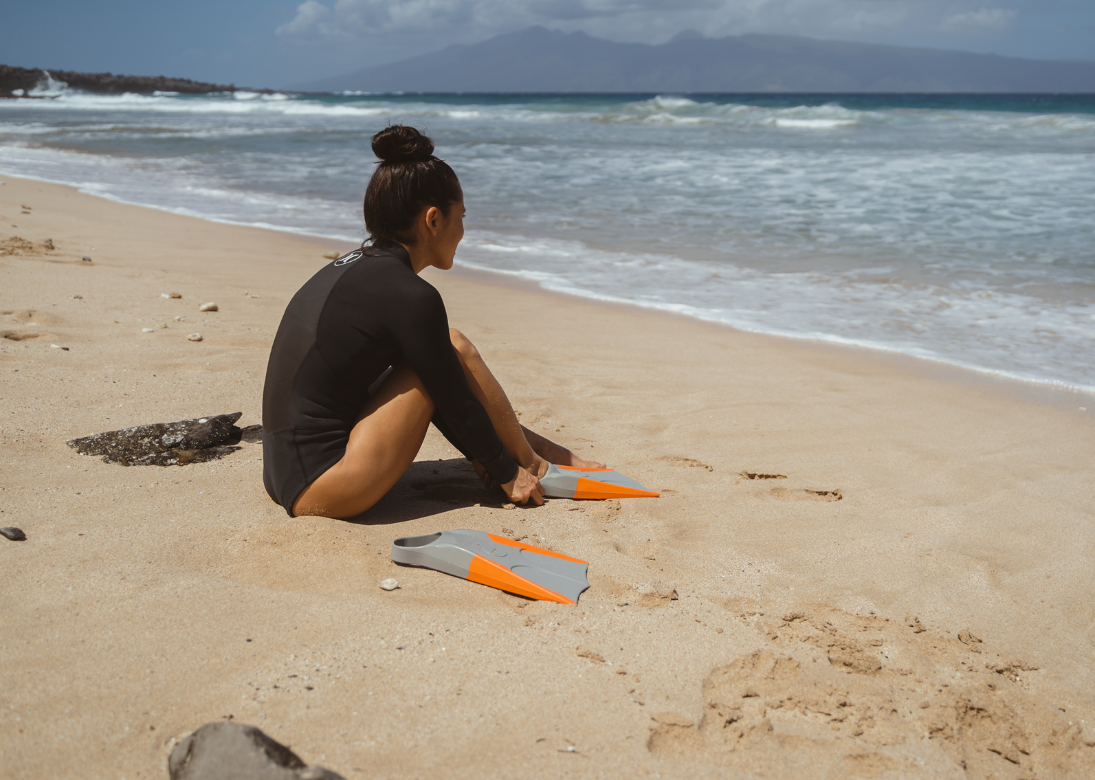 DORSAL Bodyboard Bodysurfing Floating Swim Fins (Flippers) — Grey/Orange - view 3