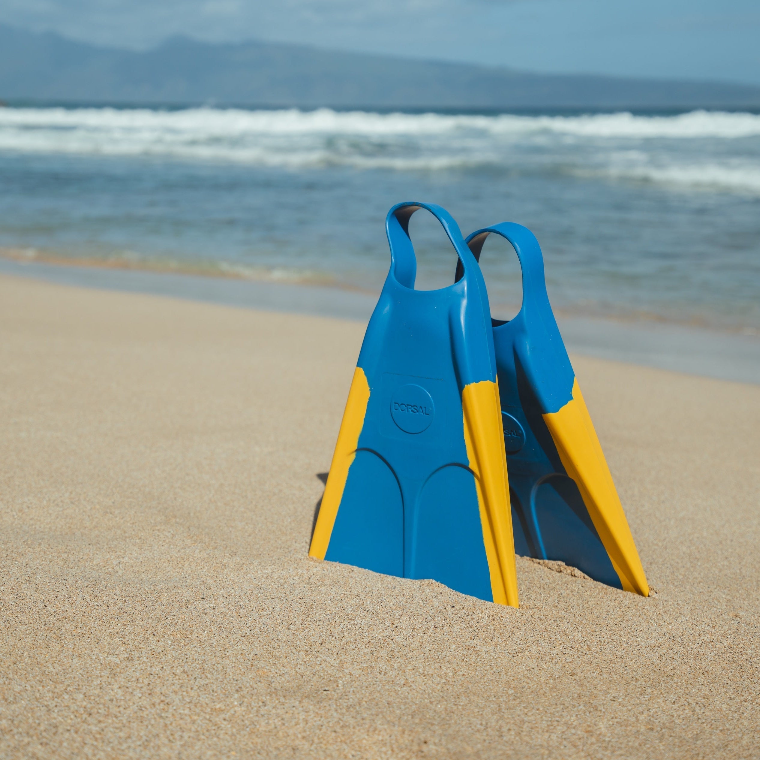 DORSAL Bodyboard Bodysurfing Floating Swim Fins (Flippers) — Blue/Yellow - view 2