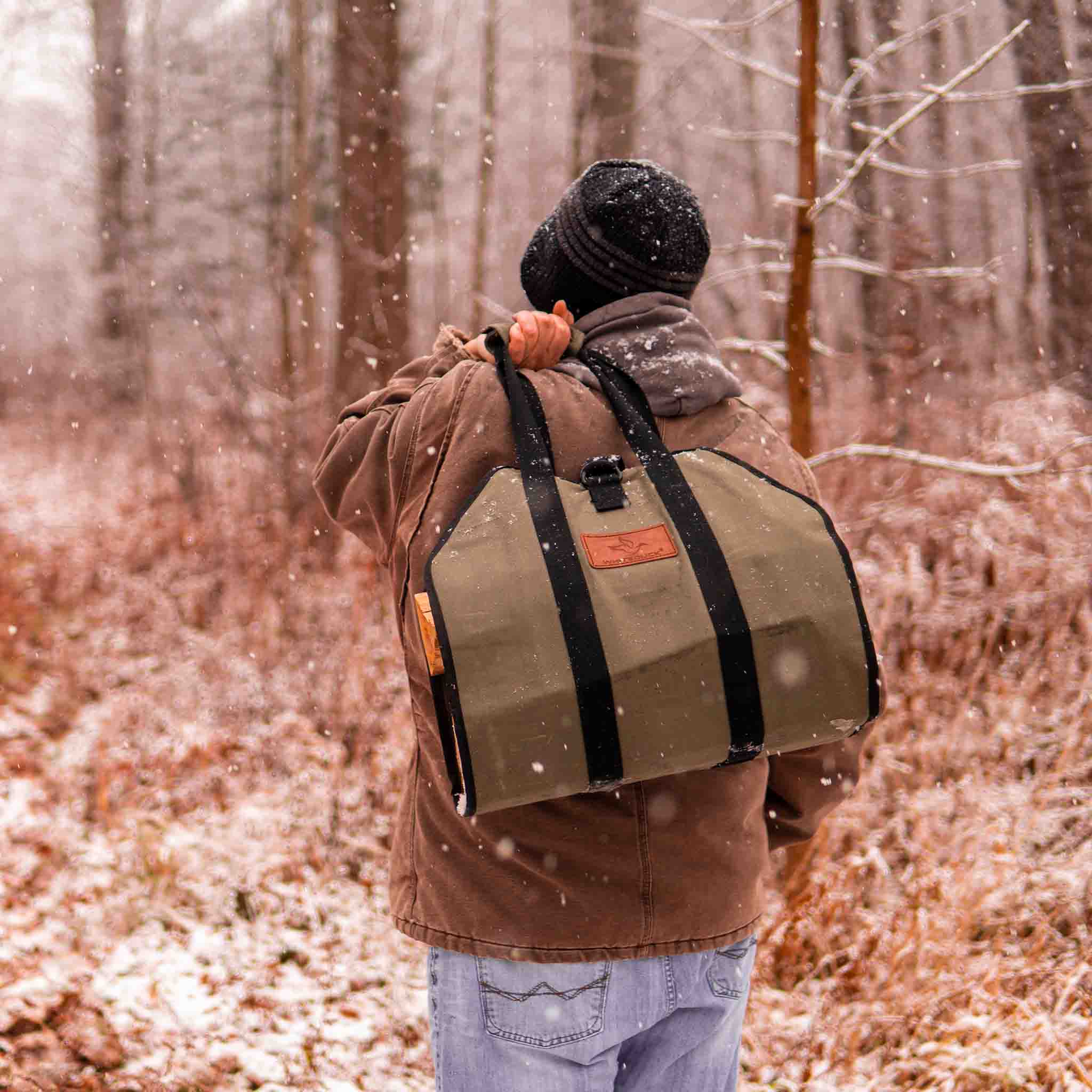 White Duck Diamond Shape Canvas Firewood Log Carriers