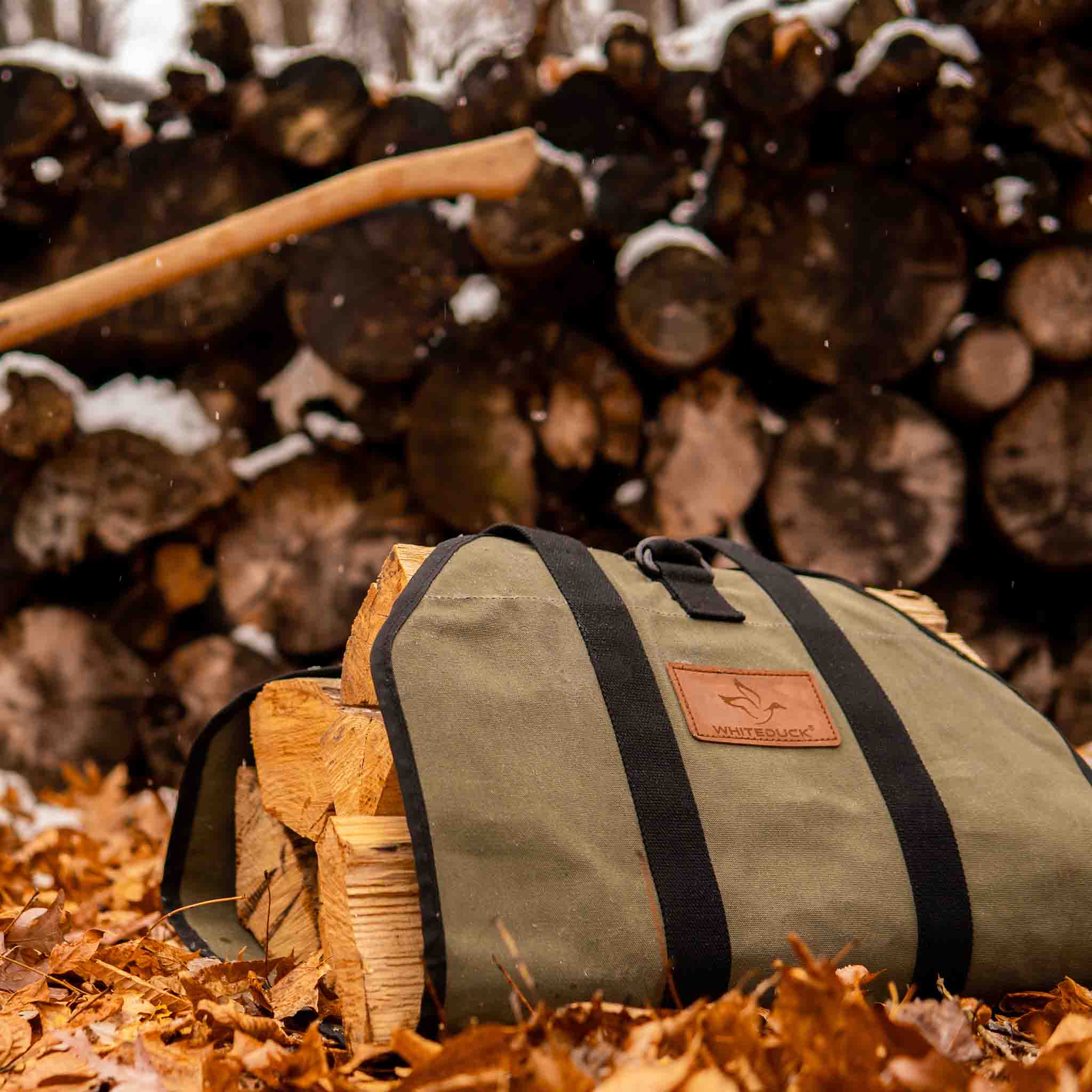 White Duck Diamond Shape Canvas Firewood Log Carriers