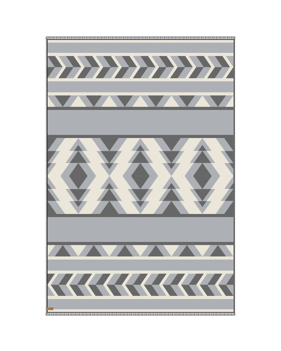 Tentree Cotton Geo Blanket Scarf - Gargoyle Grey_Elm White