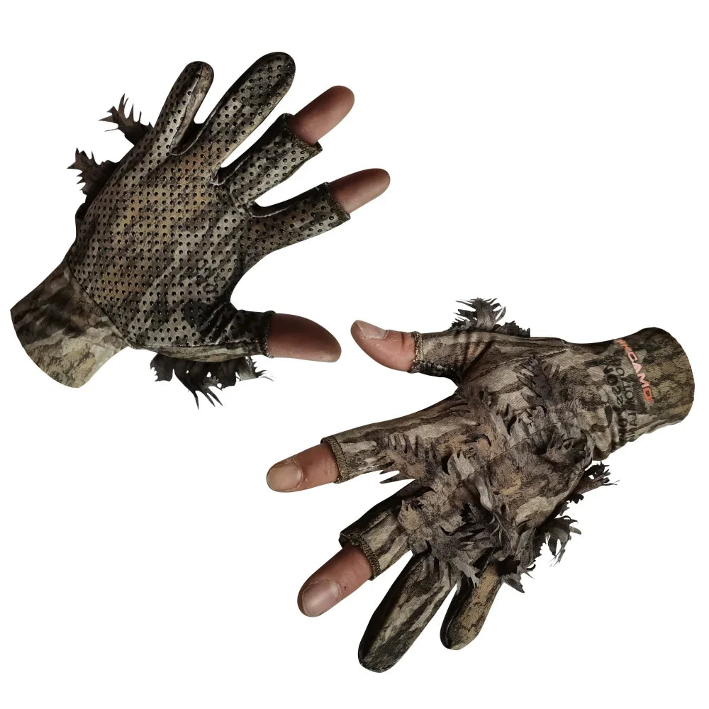 QuikCamo 3D Leafy Camo Gloves – Fingerless or Touchscreen – product view 1