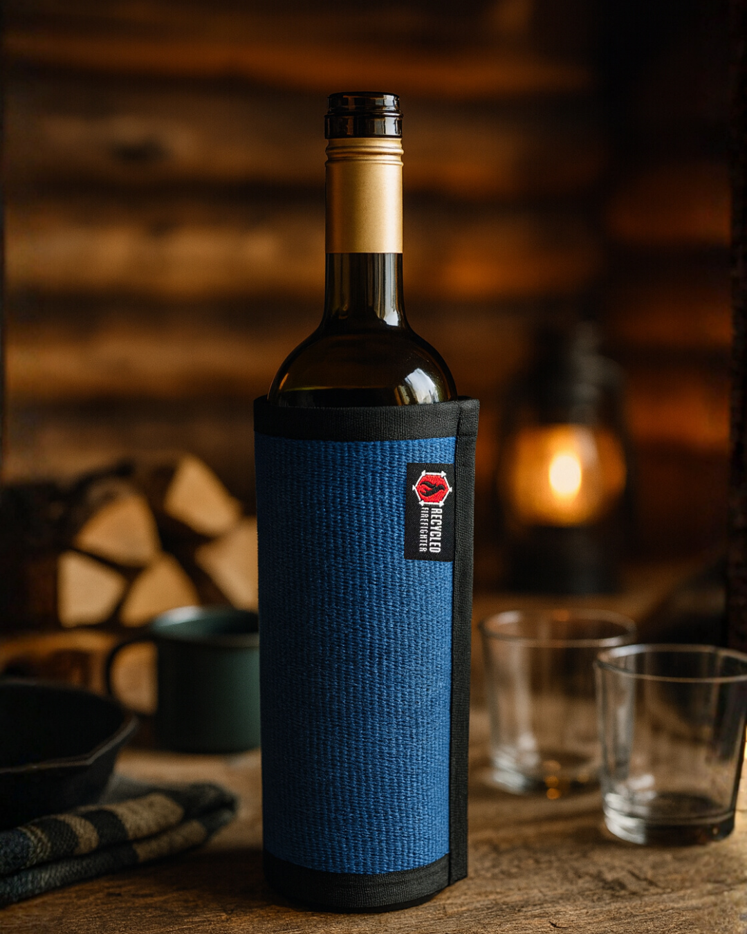 Recycled Firefighter Firehose Wine Bottle Cover — product view 10